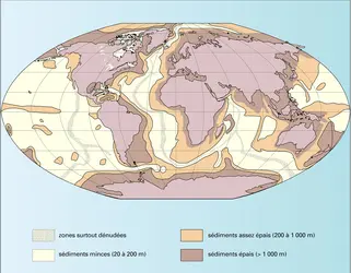 Épaisseur des sédiments - crédits : Encyclopædia Universalis France