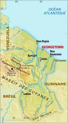 Guyana : carte physique - crédits : Encyclopædia Universalis France