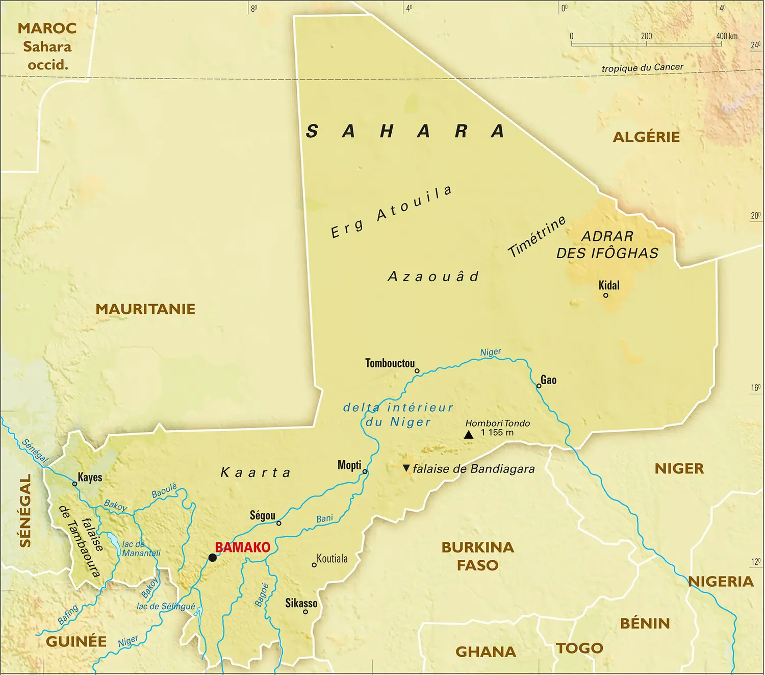 Mali : carte physique