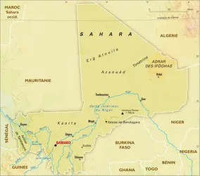 Mali : carte physique - crédits : Encyclopædia Universalis France