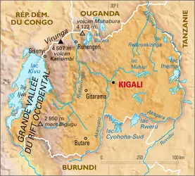Rwanda : carte physique - crédits : Encyclopædia Universalis France
