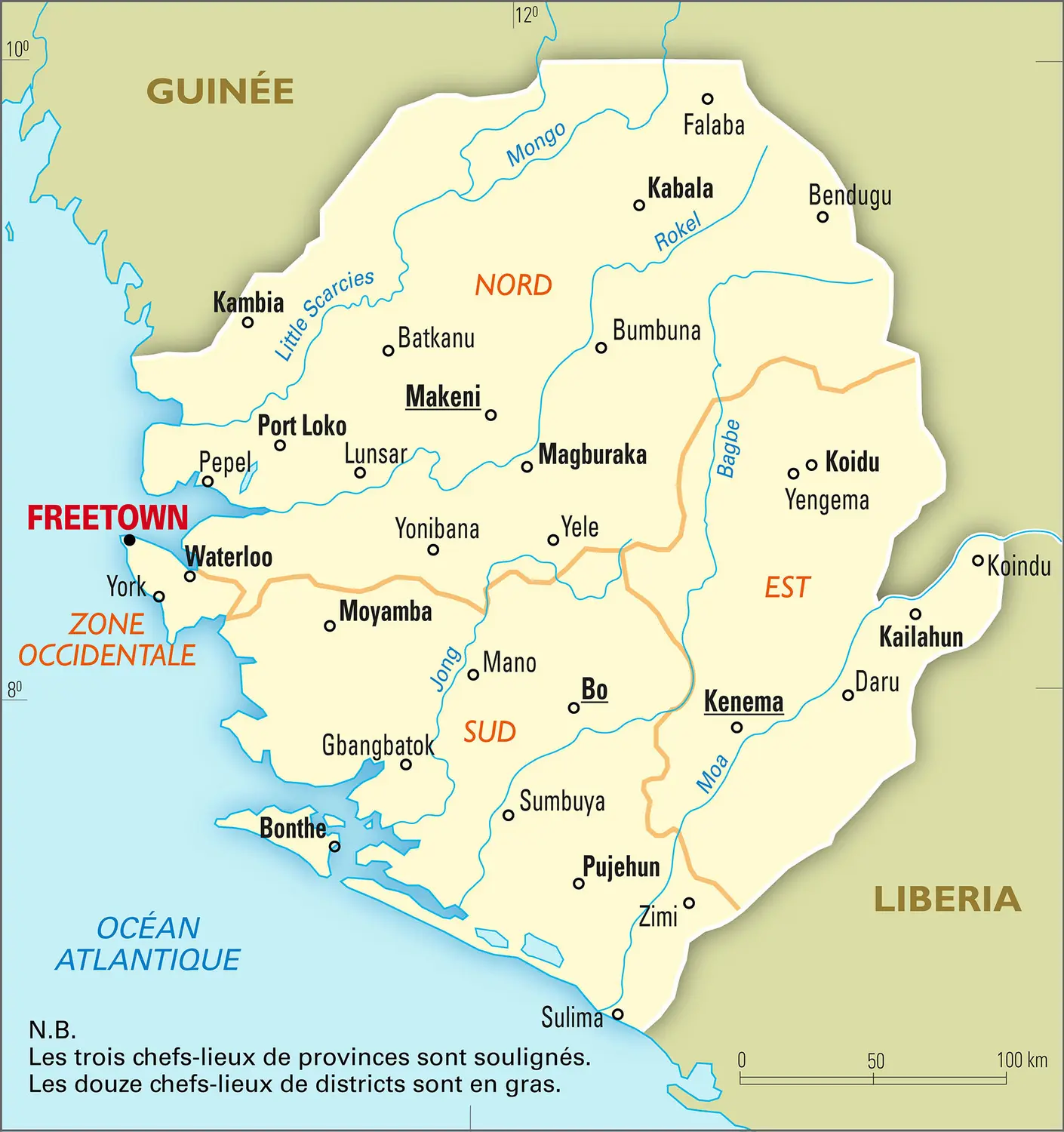 Sierra Leone : carte administrative