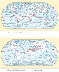 Répartition spatiale des températures de sol - crédits : Encyclopædia Universalis France