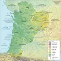 Nouvelle-Aquitaine : carte physique - crédits : Encyclopædia Universalis France