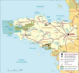 Bretagne : carte administrative - crédits : Encyclopædia Universalis France