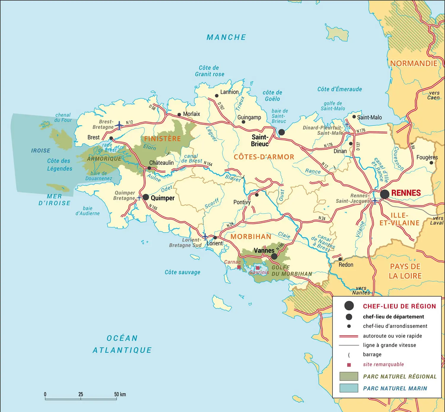 Bretagne : carte administrative