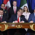 Signature de l’ACEUM (Accord Canada–États-Unis–Mexique), 2018 - crédits : Saul Loeb/ AFP