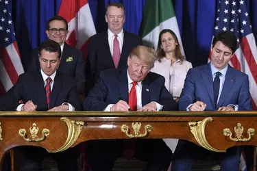 Signature de l’ACEUM (Accord Canada–États-Unis–Mexique), 2018 - crédits : Saul Loeb/ AFP