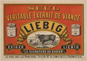 Affiche publicitaire pour les extraits de viande Liebig - crédits : Bibliothèque Historique de la Ville de Paris