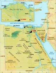 Égypte : carte physique - crédits : Encyclopædia Universalis France