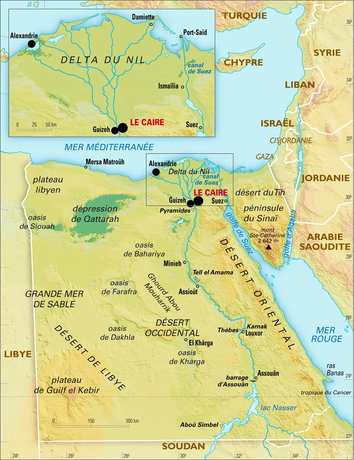 Égypte : carte physique