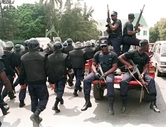 Exercice de sécurité à Haïti, septembre 1997 - crédits : Thony Belizaire/ AFP