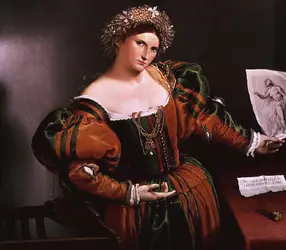 <it>Portrait d'une dame avec une image de Lucrèce</it>, L. Lotto - crédits :  Bridgeman Images 