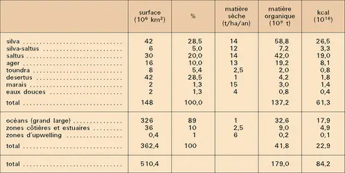 Biosphère : productivité - crédits : Encyclopædia Universalis France