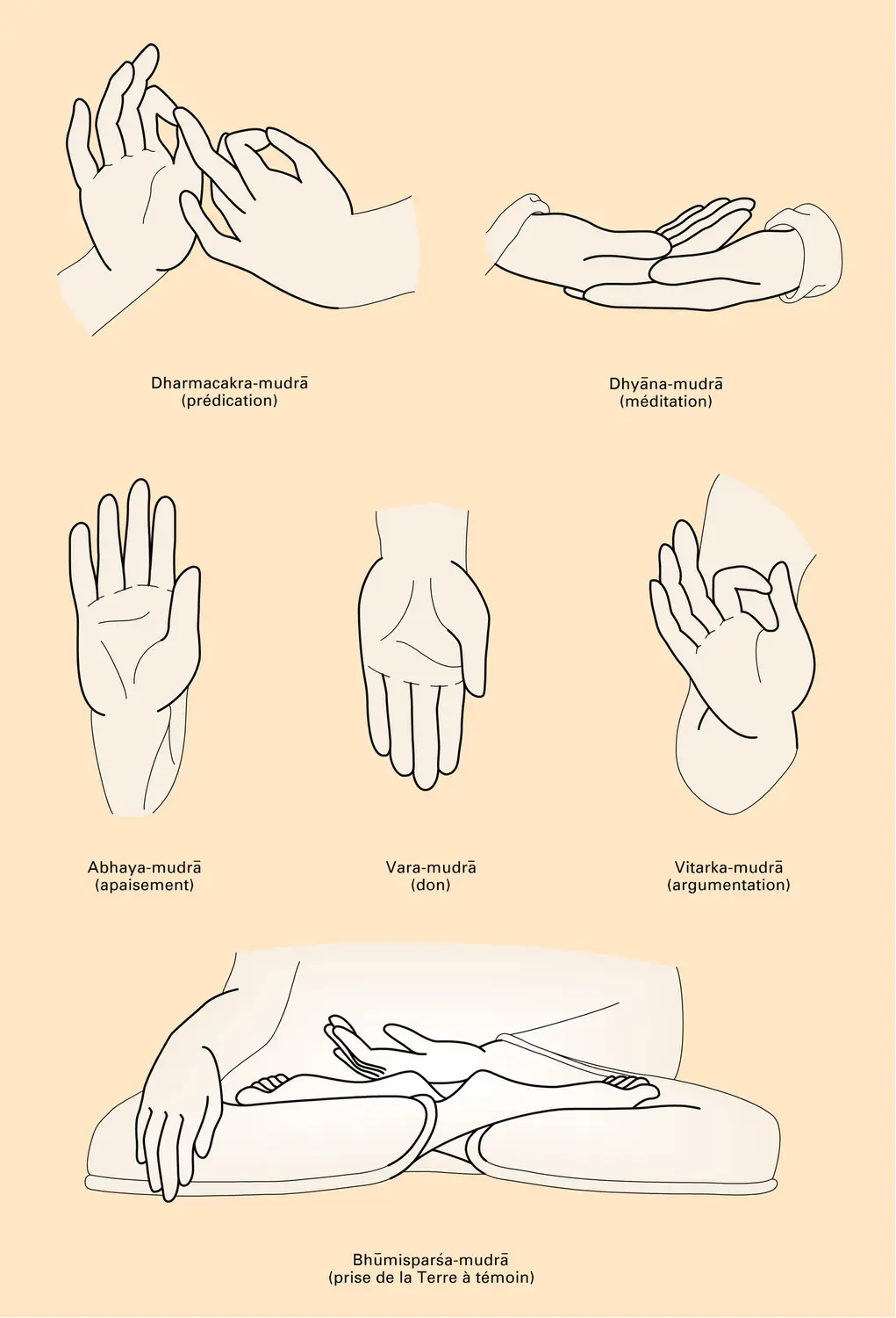 Buddha : symboles des gestes et des attitudes