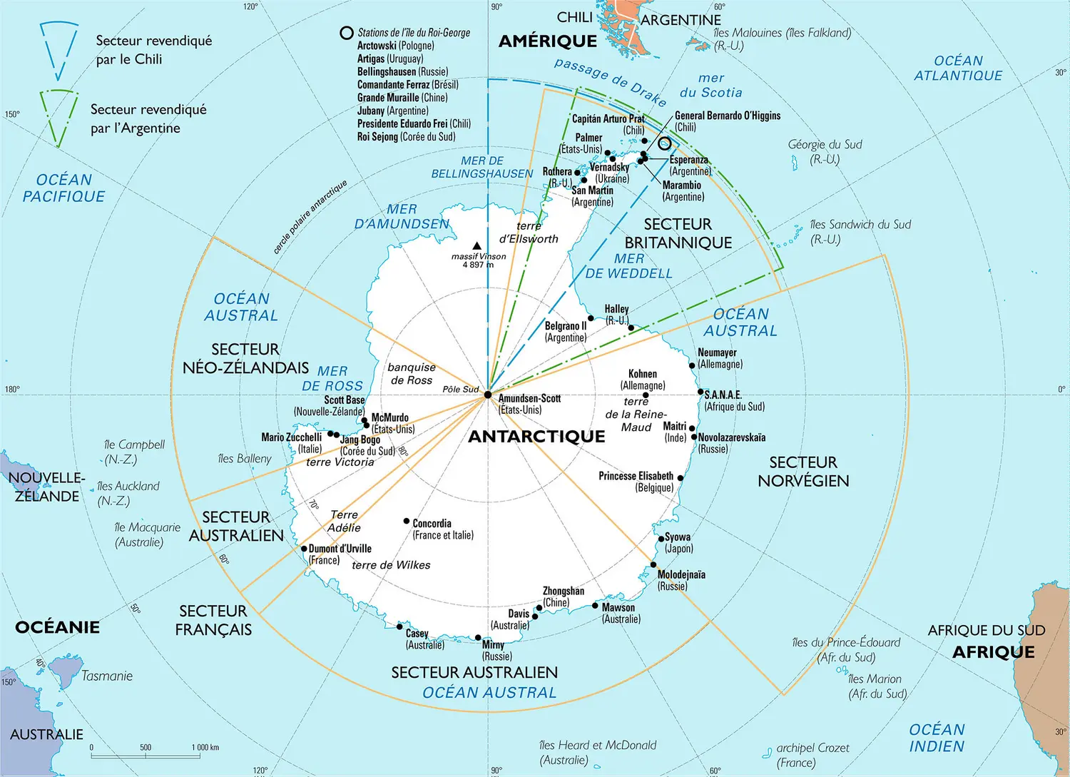 Antarctique : carte générale