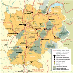 Rhône-Alpes : carte administrative avant réforme - crédits : Encyclopædia Universalis France