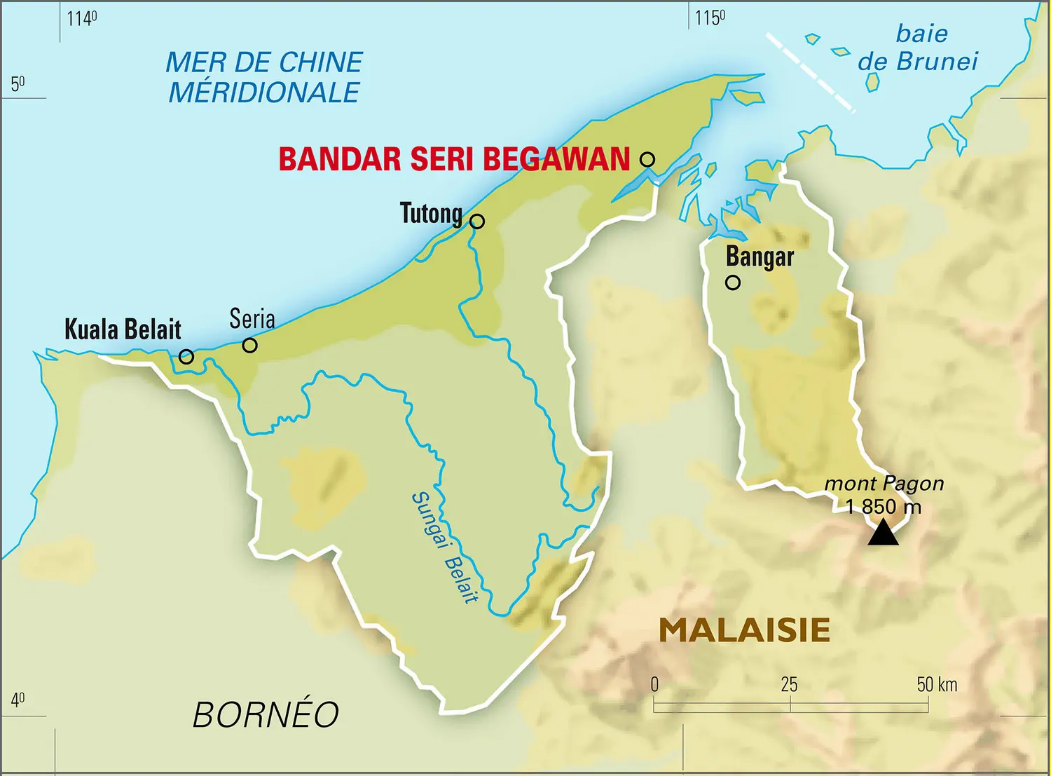 Brunei : carte physique