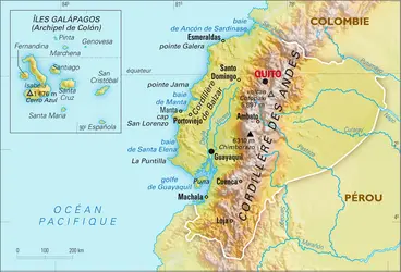 Équateur : carte physique - crédits : Encyclopædia Universalis France