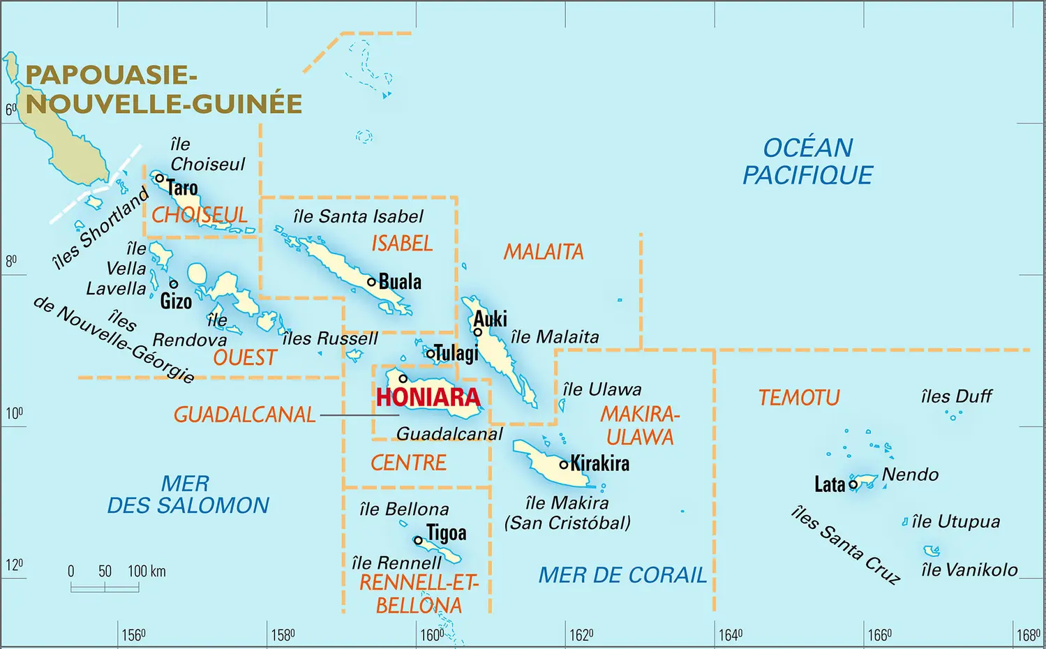 Salomon (îles) : carte administrative