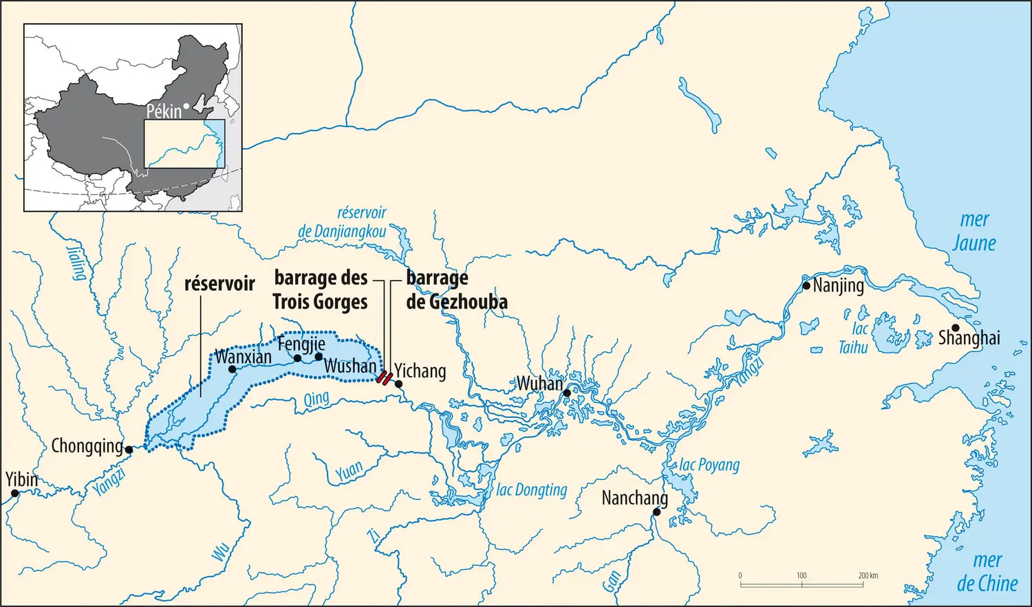 Localisation du barrage des Trois Gorges