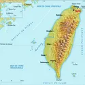 Taïwan : carte physique - crédits : Encyclopædia Universalis France