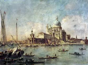 <it>Venise, la pointe de la Dogana avec Santa Maria della Salute</it>, F. Guardi - crédits :  Bridgeman Images 