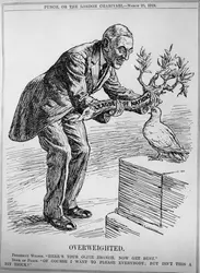 Woodrow Wilson et la colombe de la paix - crédits : Hulton Archive/ Getty Images