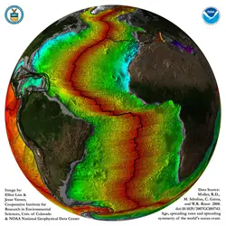 Dorsale médio-atlantique  - crédits : E. Lim and J. Varner, CIRES & NOAA/ NGDC