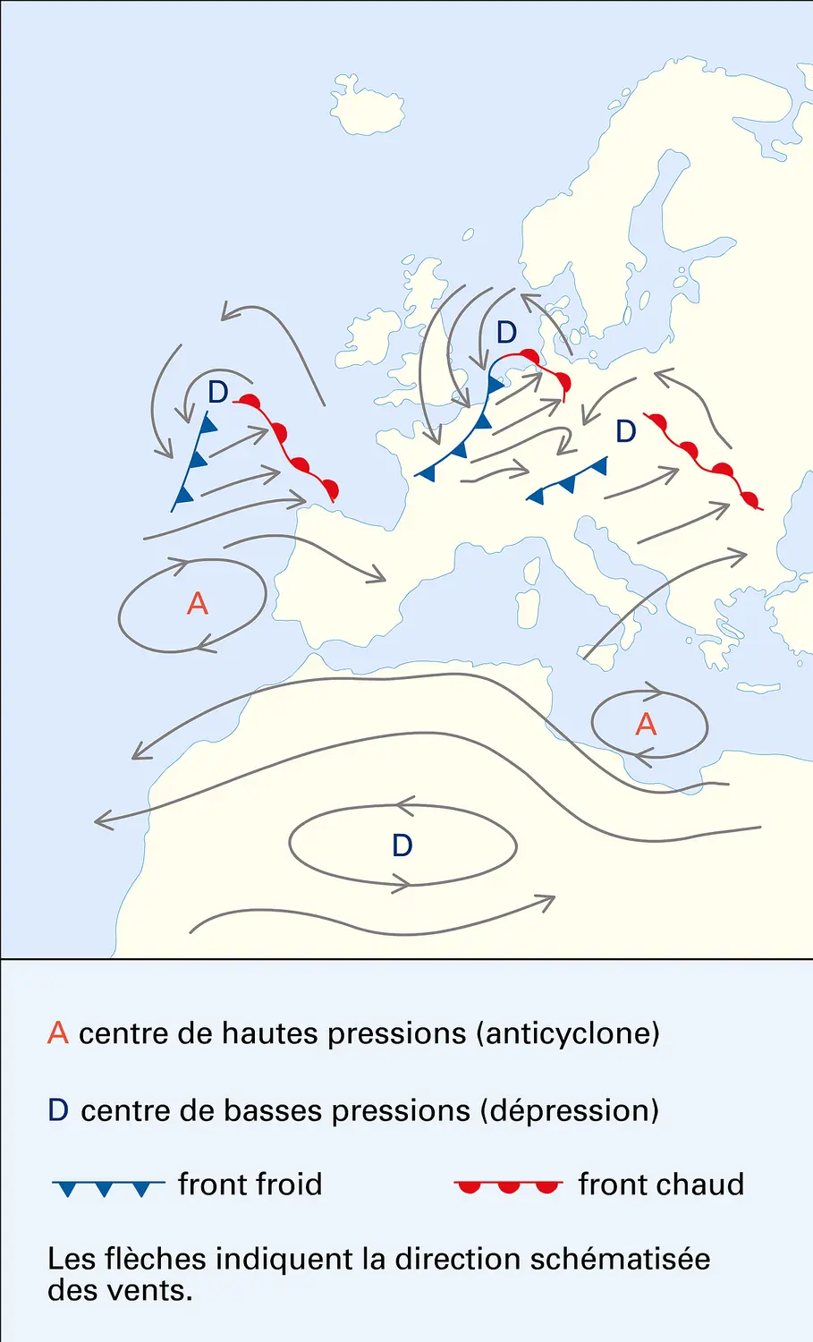 Circulation des vents : Europe et nord de l'Afrique