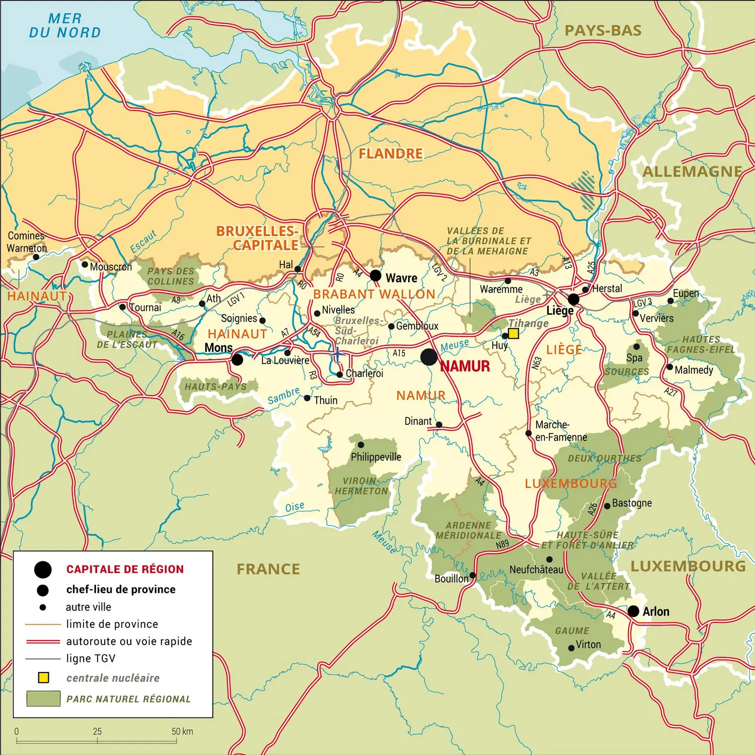 Wallonie : carte administrative