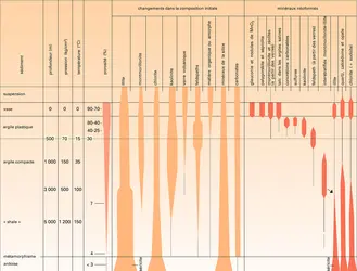 Variations minéralogiques et des paramètres géophysiques - crédits : Encyclopædia Universalis France