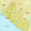 Liberia : carte physique - crédits : Encyclopædia Universalis France