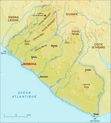 Liberia : carte physique - crédits : Encyclopædia Universalis France