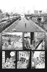 <em>The Walking Dead</em>, R. Kirkman et T. Moore - crédits : Éditions Delcourt, 2007, pour la version en langue française. Traduit de l’anglais (USA) par Edmond Tourriol / Makma.