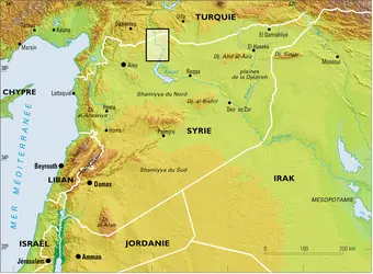 Emplacement de la zone de sauvetage du barrage du Tishrin - crédits : Encyclopædia Universalis France