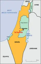 Tel Yarmouth, Israël. Carte de situation - crédits : Encyclopædia Universalis France