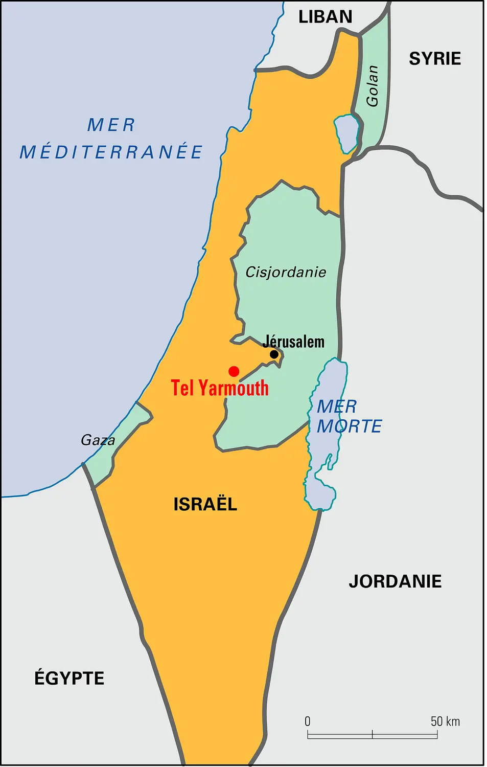 Tel Yarmouth, Israël. Carte de situation