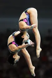 Wang Xin et Chen Ruolin, championnes olympiques de plongeon (2008) - crédits : Jed Jacobsohn/ Getty Images