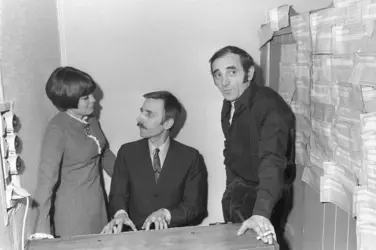 Mireille Mathieu, Paul Mauriat et Charles Aznavour - crédits : Claude Delorme/ Universal Music France/ Gamma-Rapho