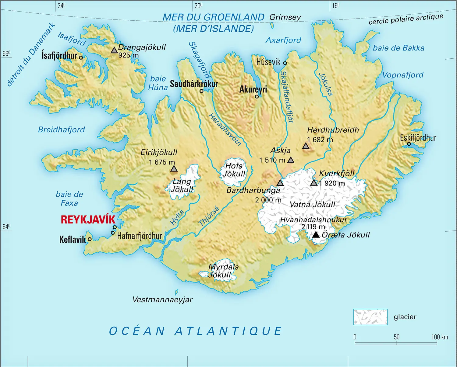 Islande : carte physique