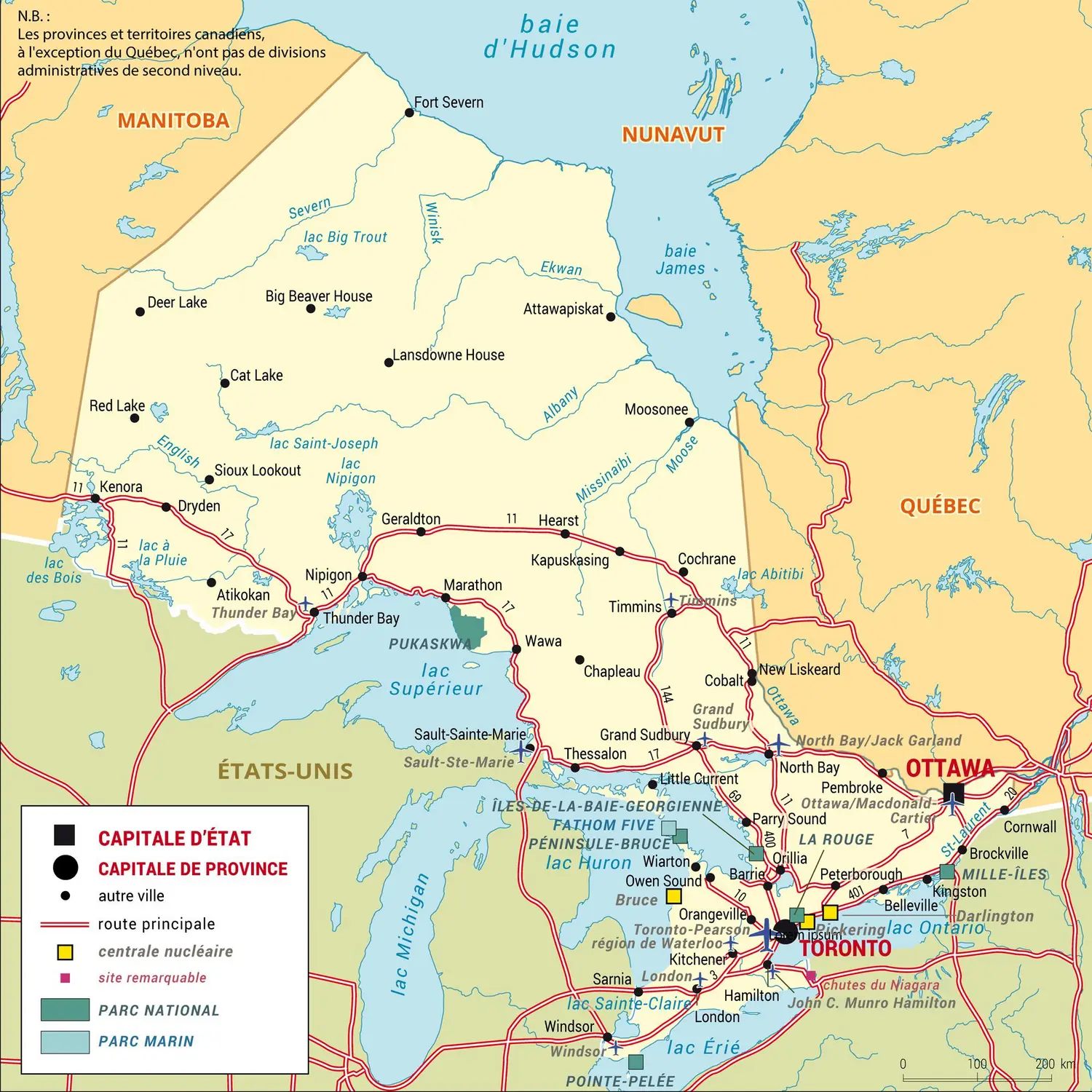 Ontario : carte administrative