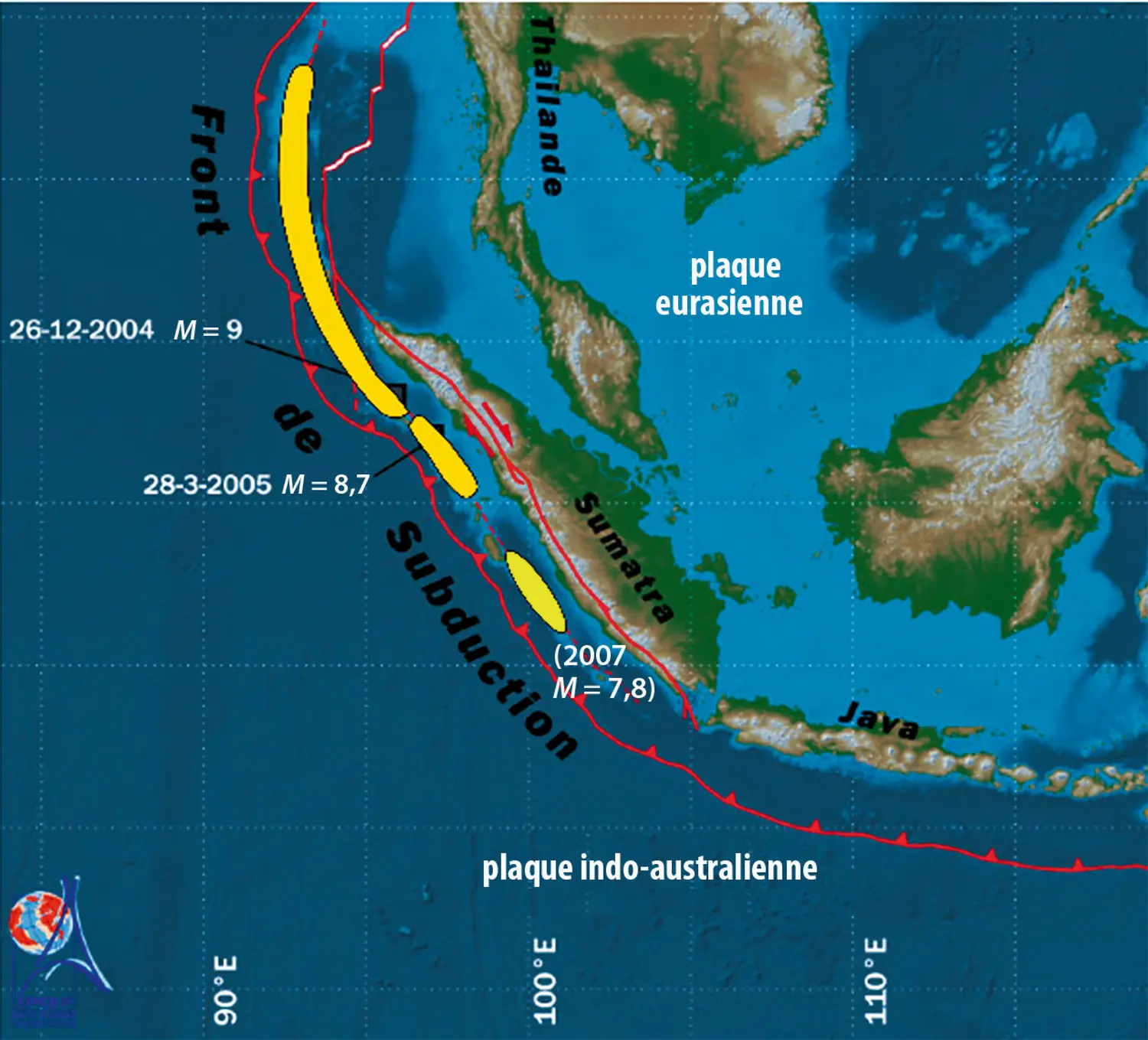 Exemple de cascade sismique à Sumatra