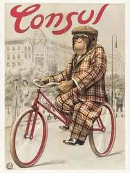 Affiche représentant le chimpanzé Consul - crédits : imprimerie Adolph Friedländer/ Collection particulière