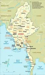 Birmanie : carte administrative - crédits : Encyclopædia Universalis France