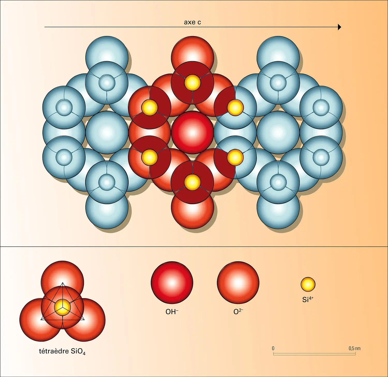 Couche tétraédrique Si<inf>4</inf>O<inf>11</inf>(OH) des phyllosilicates