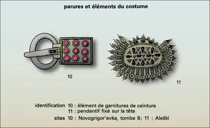 Civilisation des Huns : parures et éléments du costume (3) - crédits : Encyclopædia Universalis France