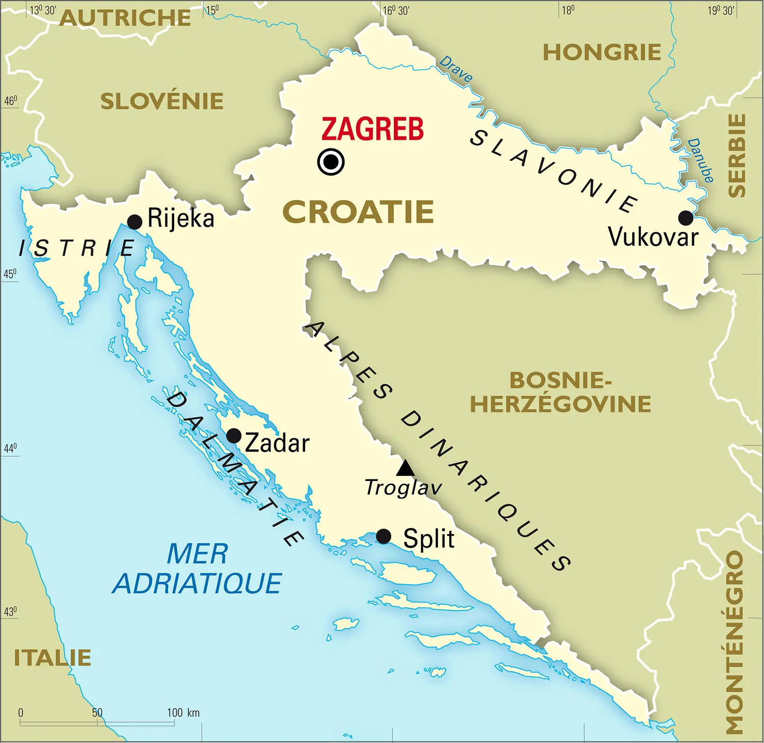 Croatie : carte générale