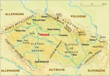 Tchèque (République) : carte physique - crédits : Encyclopædia Universalis France