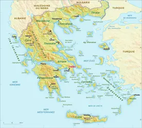 Grèce : carte physique - crédits : Encyclopædia Universalis France